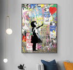 3-banksy-art-for-sale-posters-banksy-girl-with-balloon-caricature-graffiti